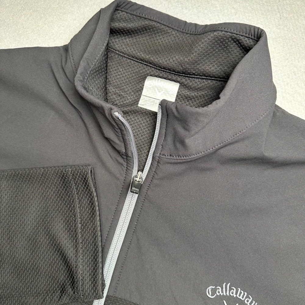 Callaway Pullover Mens XL Black Quarter Zip Hybrid Mesh Golf Shirt CGKFF0X8